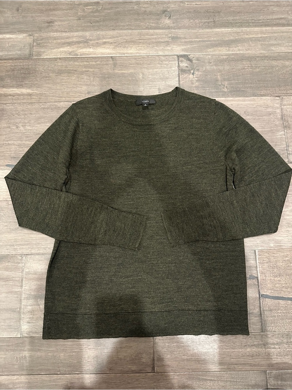 J. Crew 100% Merino Wool Olive Green Women's Crewneck Sweater